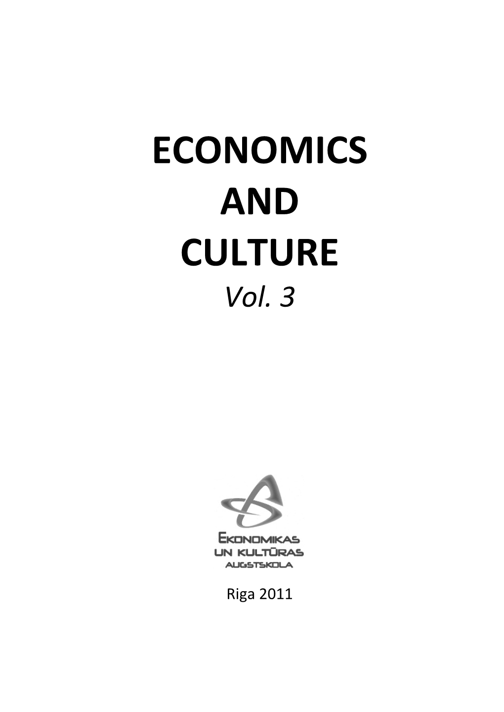 ECONOMICS and CULTURE Vol