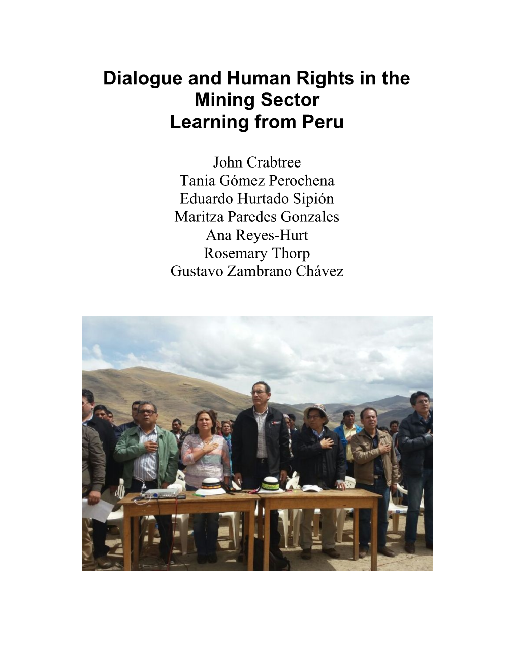 Dialogue and Human Rights in the Mining Sector Learning from Peru