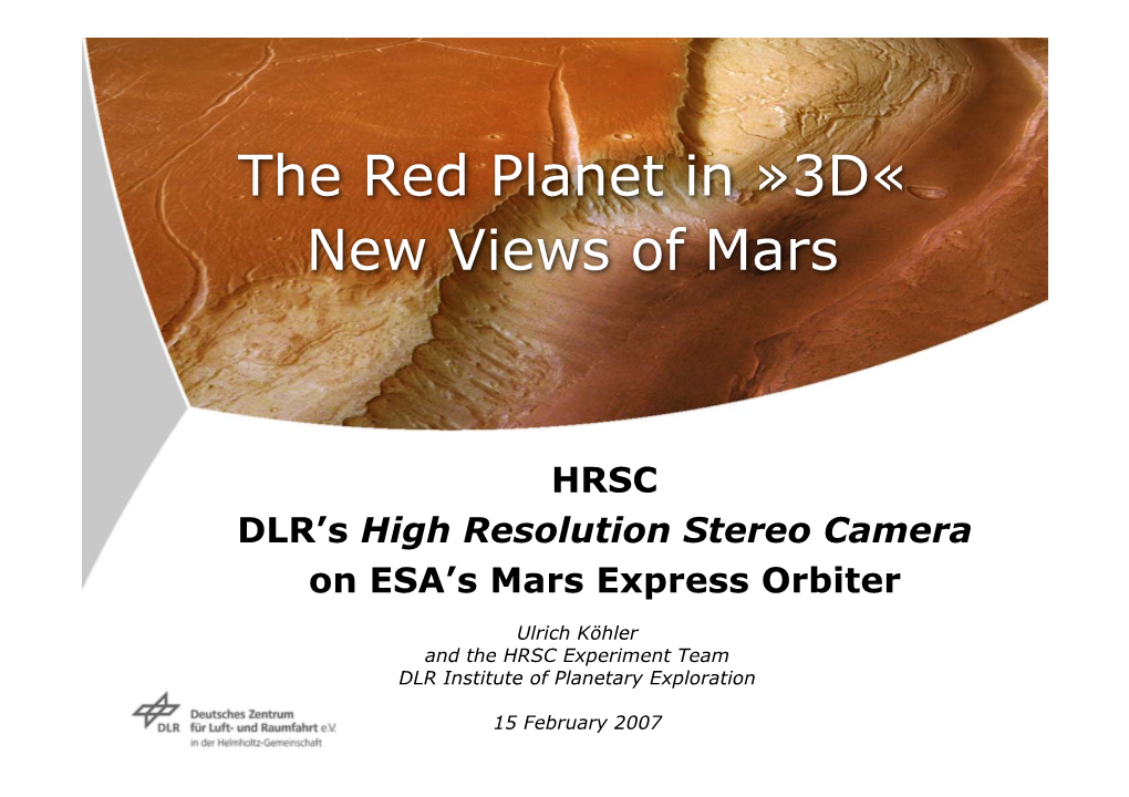 The Red Planet in »3D« New Views of Mars