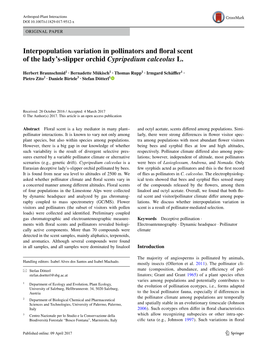 Interpopulation Variation in Pollinators and Floral Scent of the Lady's-Slipper