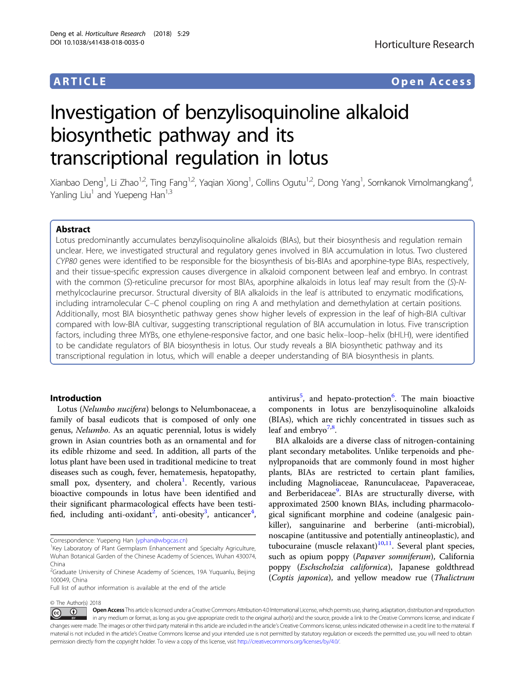 Investigation of Benzylisoquinoline Alkaloid Biosynthetic Pathway And