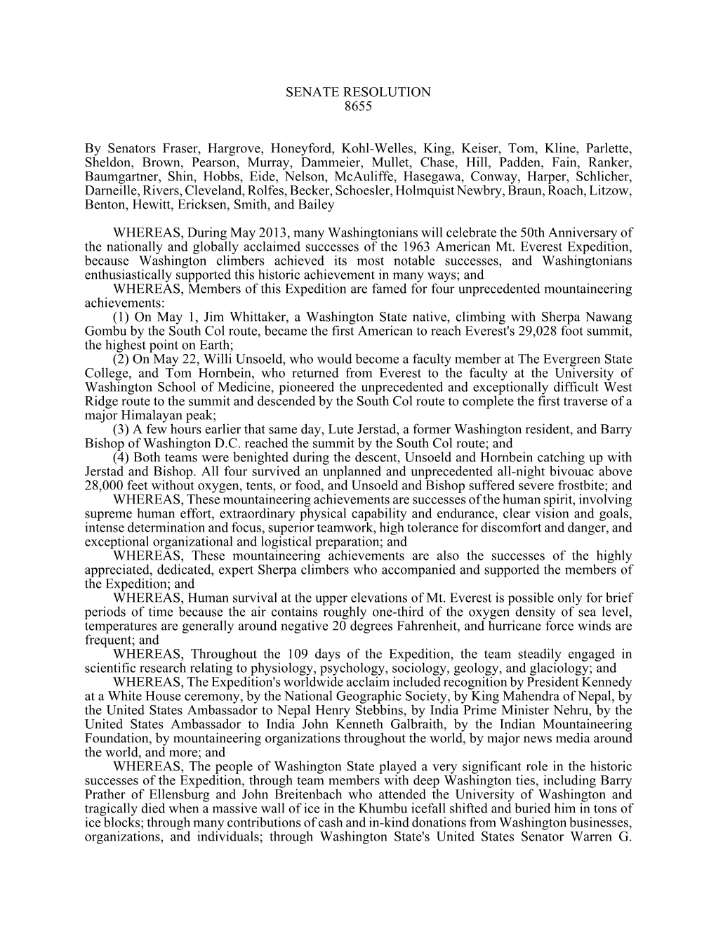 SENATE RESOLUTION 8655 by Senators Fraser, Hargrove