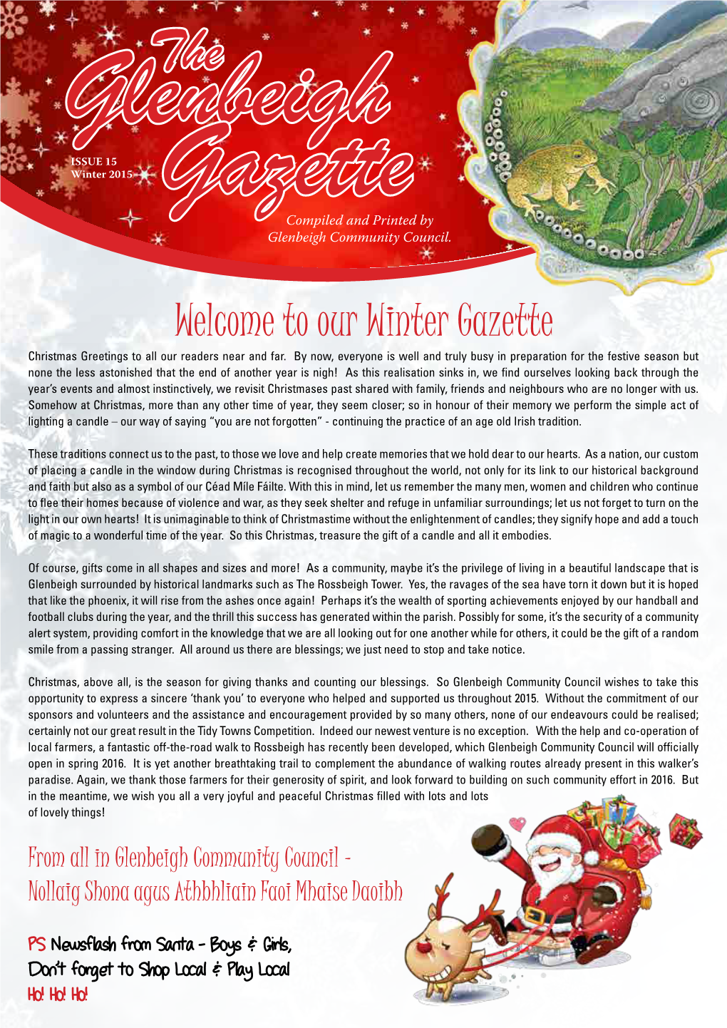 Our Winter Gazette Christmas Greetings to All Our Readers Near and Far