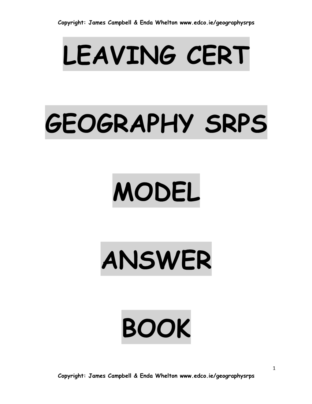 Leaving Cert Geography Srps Model Answer Book