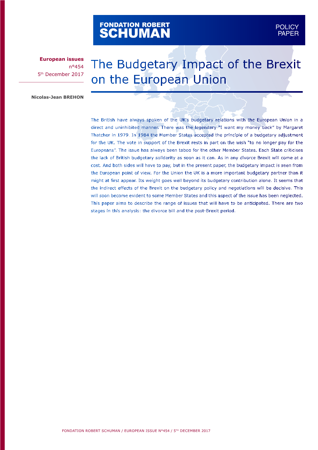 The Budgetary Impact of the Brexit on the European Union