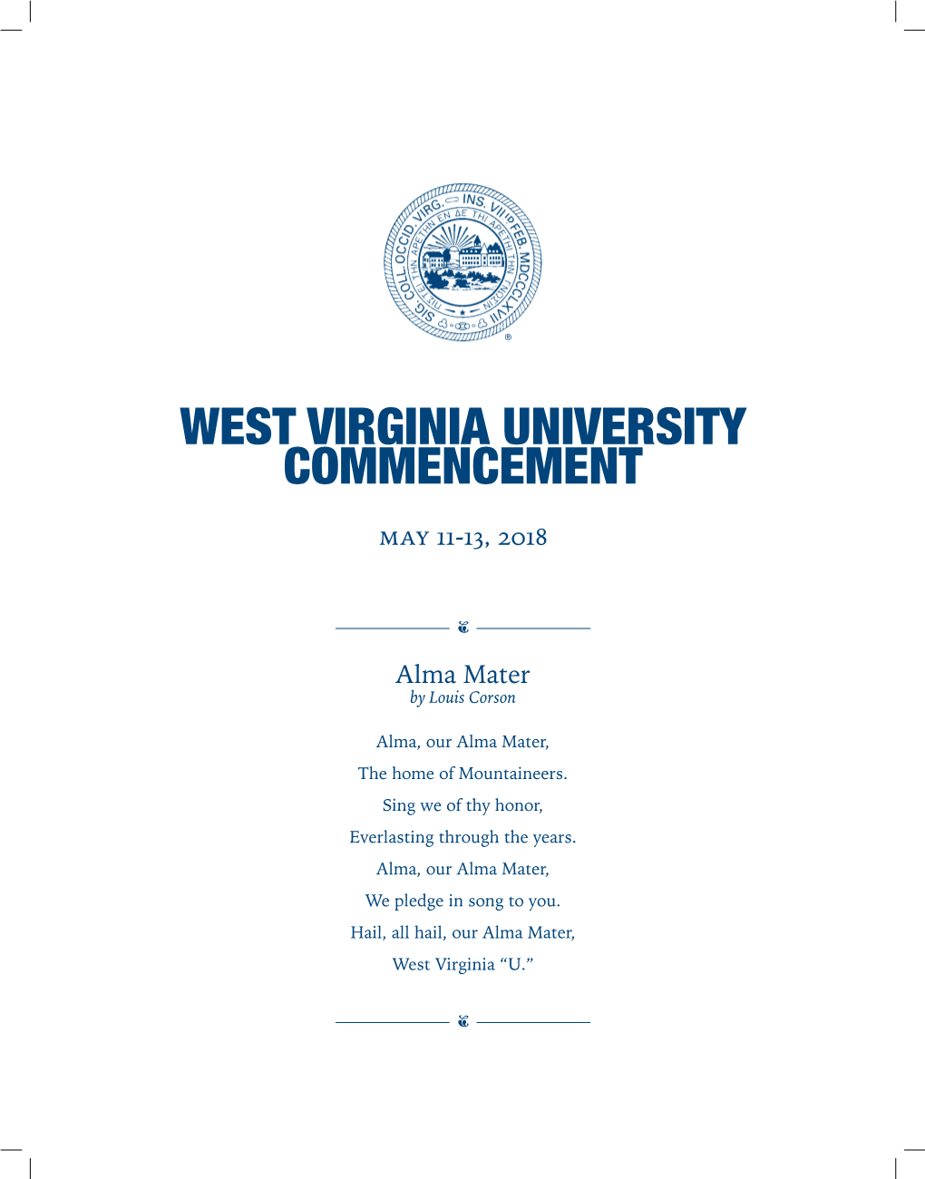 WVU Commencement Program: May 2018