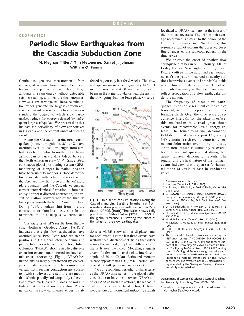 Periodic Slow Earthquakes from the Cascadia Subduction Zone