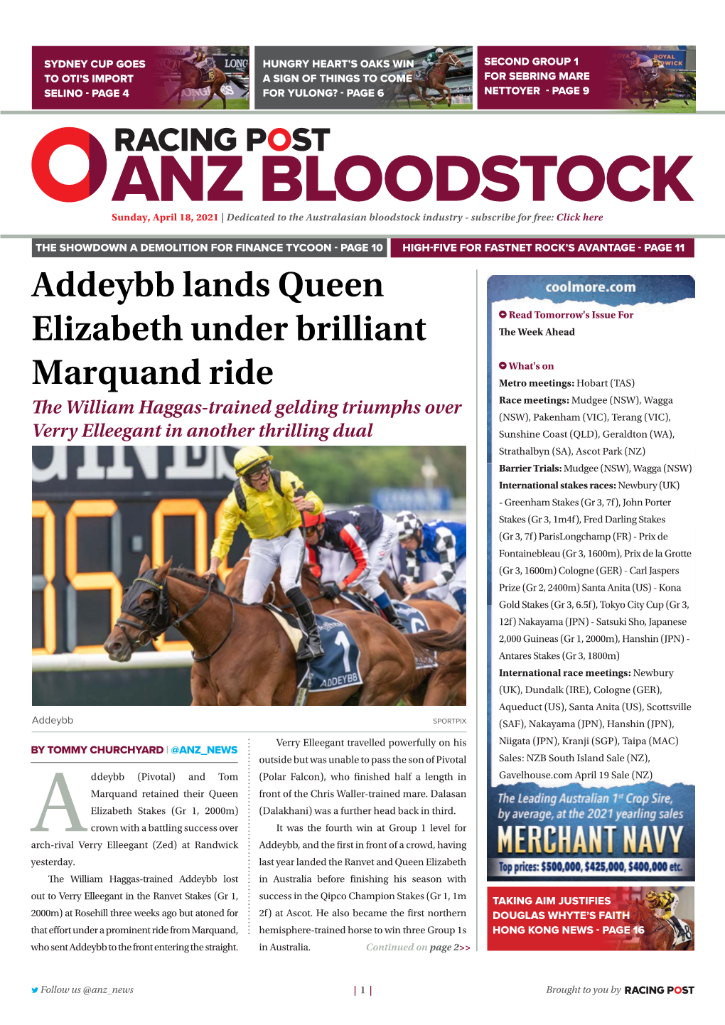 Addeybb Lands Queen Elizabeth Under Brilliant Marquand Ride | 2 | Sunday, April 18, 2021