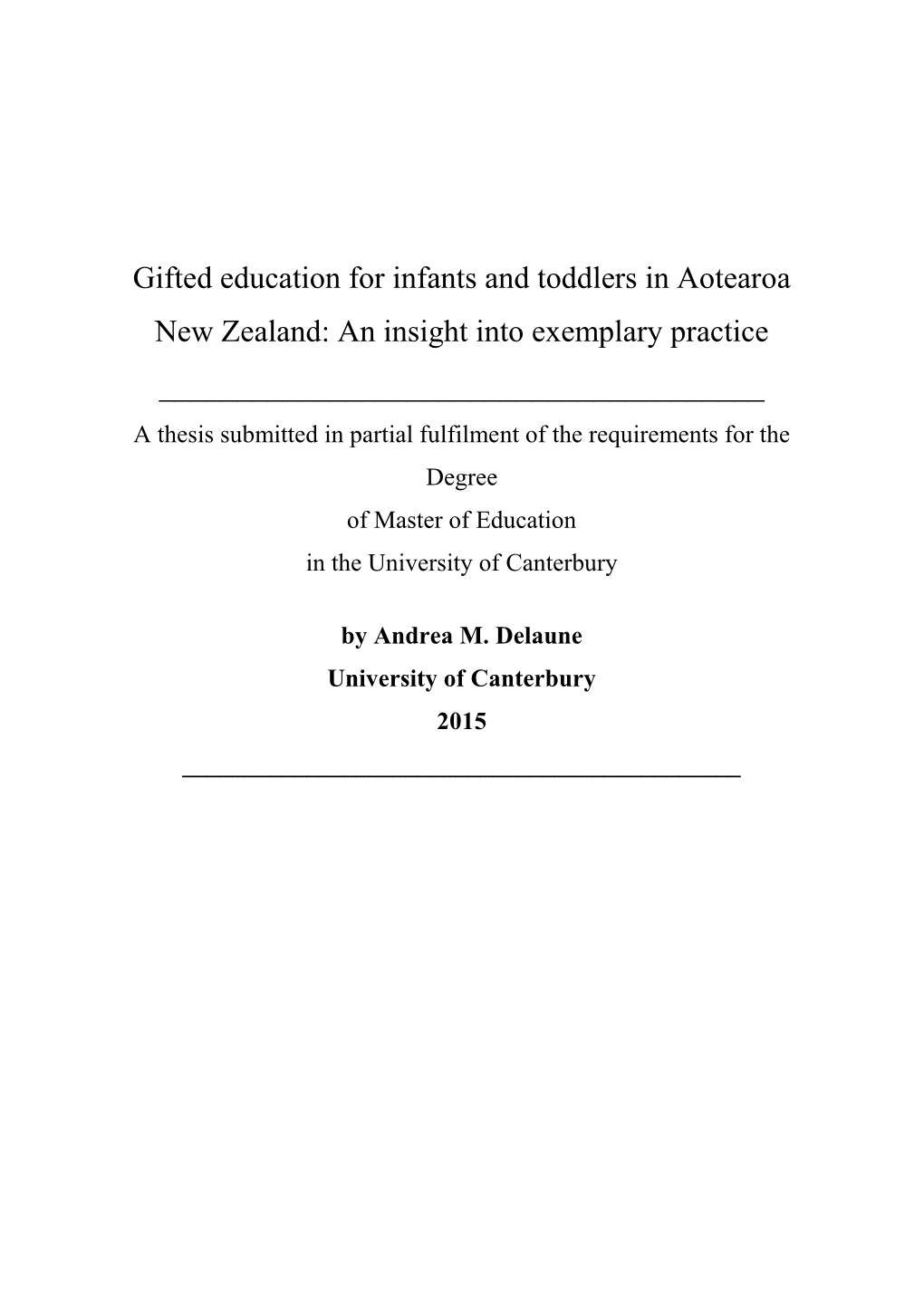 Gifted Education for Infants and Toddlers in Aotearoa New Zealand