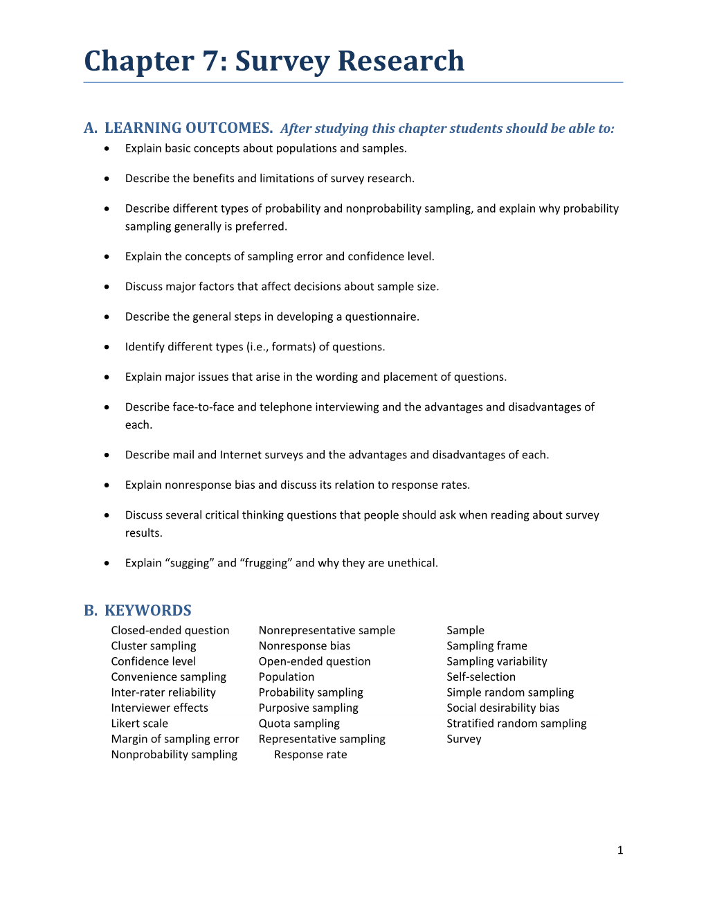 A. LEARNING OUTCOMES. After Studying This Chapter Students Should Be Able To
