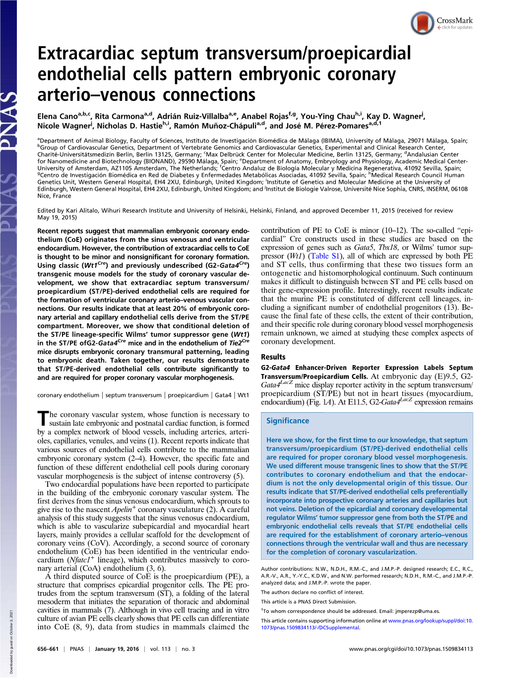 Extracardiac Septum Transversum/Proepicardial Endothelial Cells Pattern Embryonic Coronary Arterio–Venous Connections