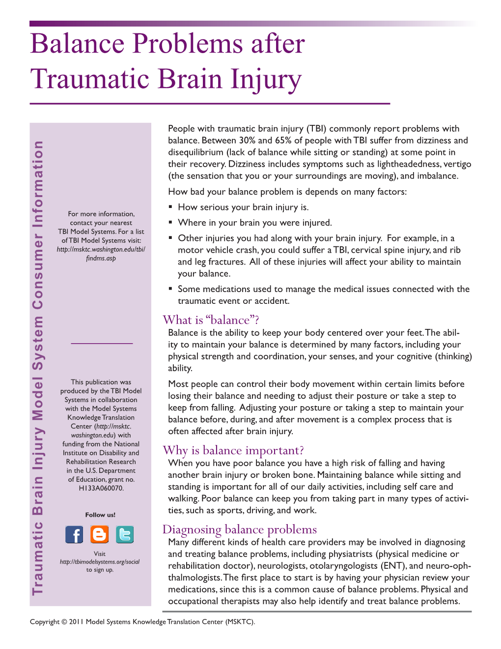 Balance Problems After Traumatic Brain Injury