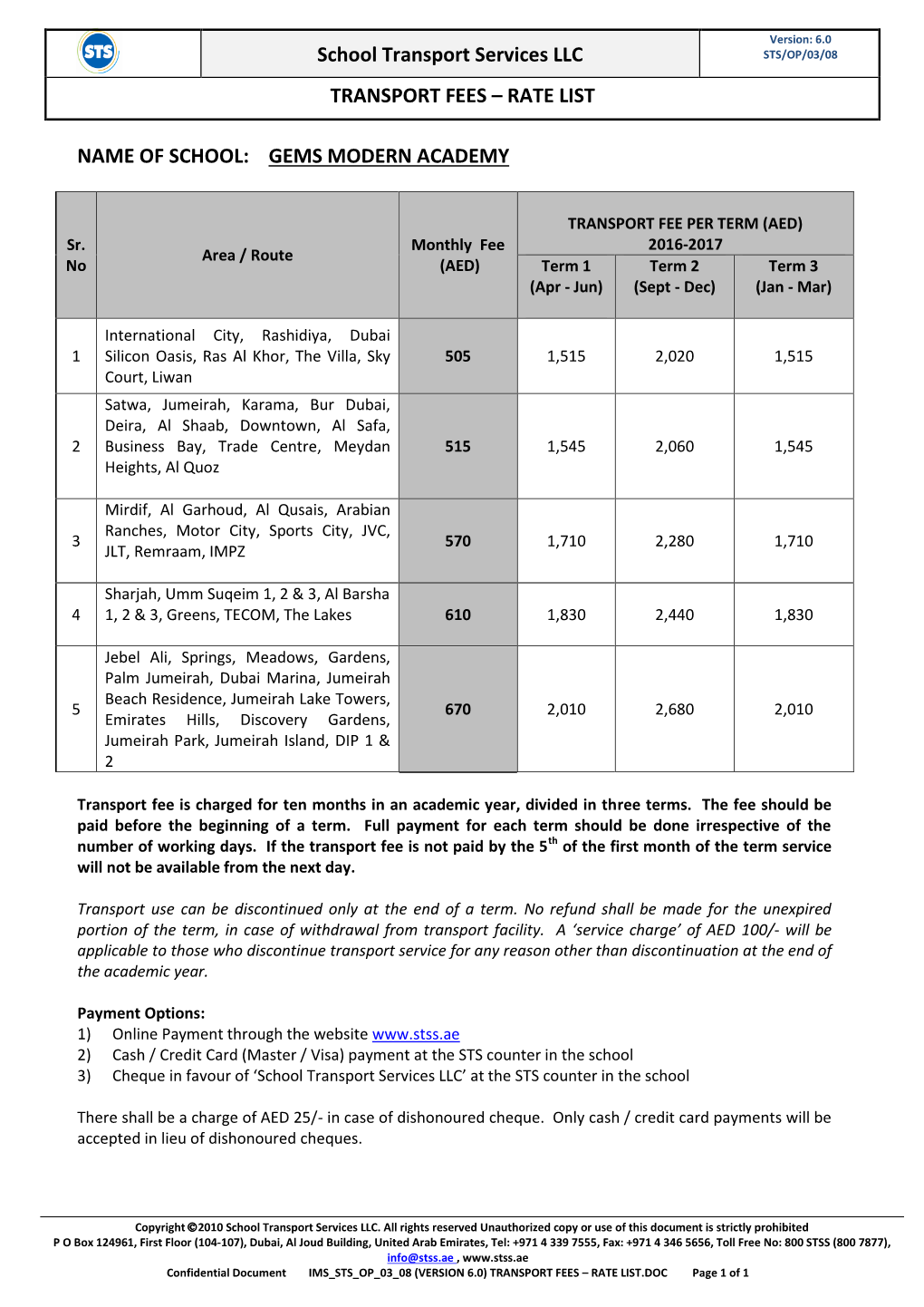 School Transport Services Llc (Sts)