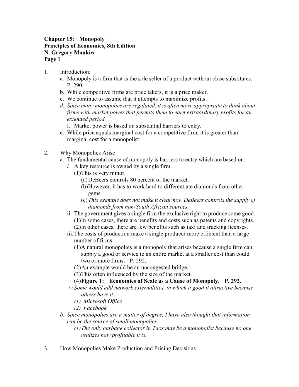 Chapter 15: Monopoly Principles of Economics, 8Th Edition N. Gregory Mankiw Page 1