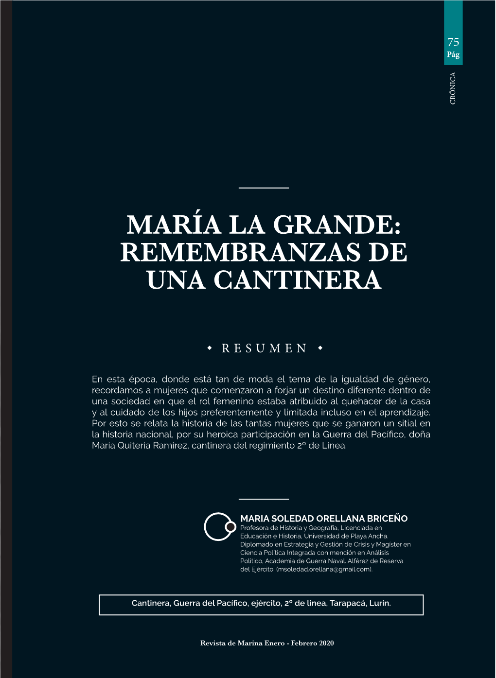 María La Grande: Remembranzas De Una Cantinera