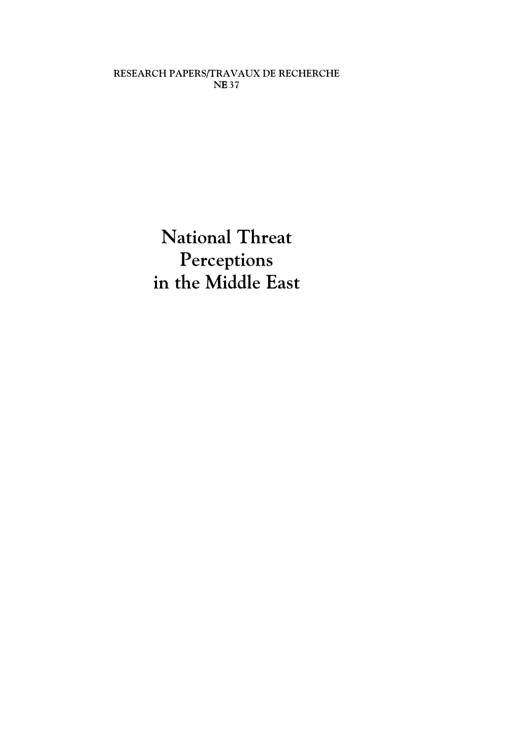 National Threat Perceptions in the Middle East UNIDIR/95/33