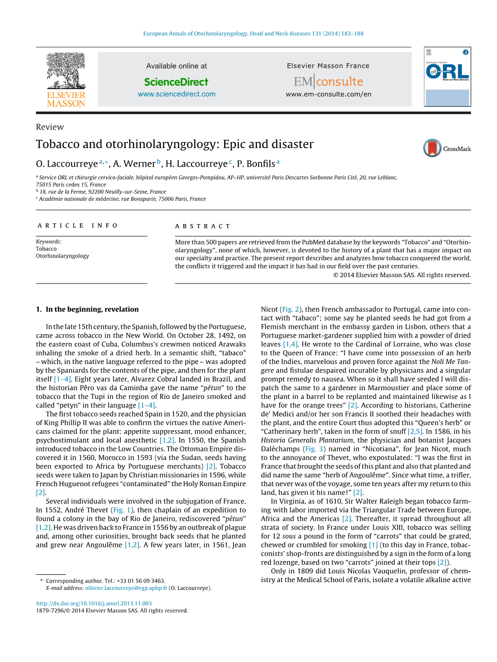 Tobacco and Otorhinolaryngology: Epic and Disaster