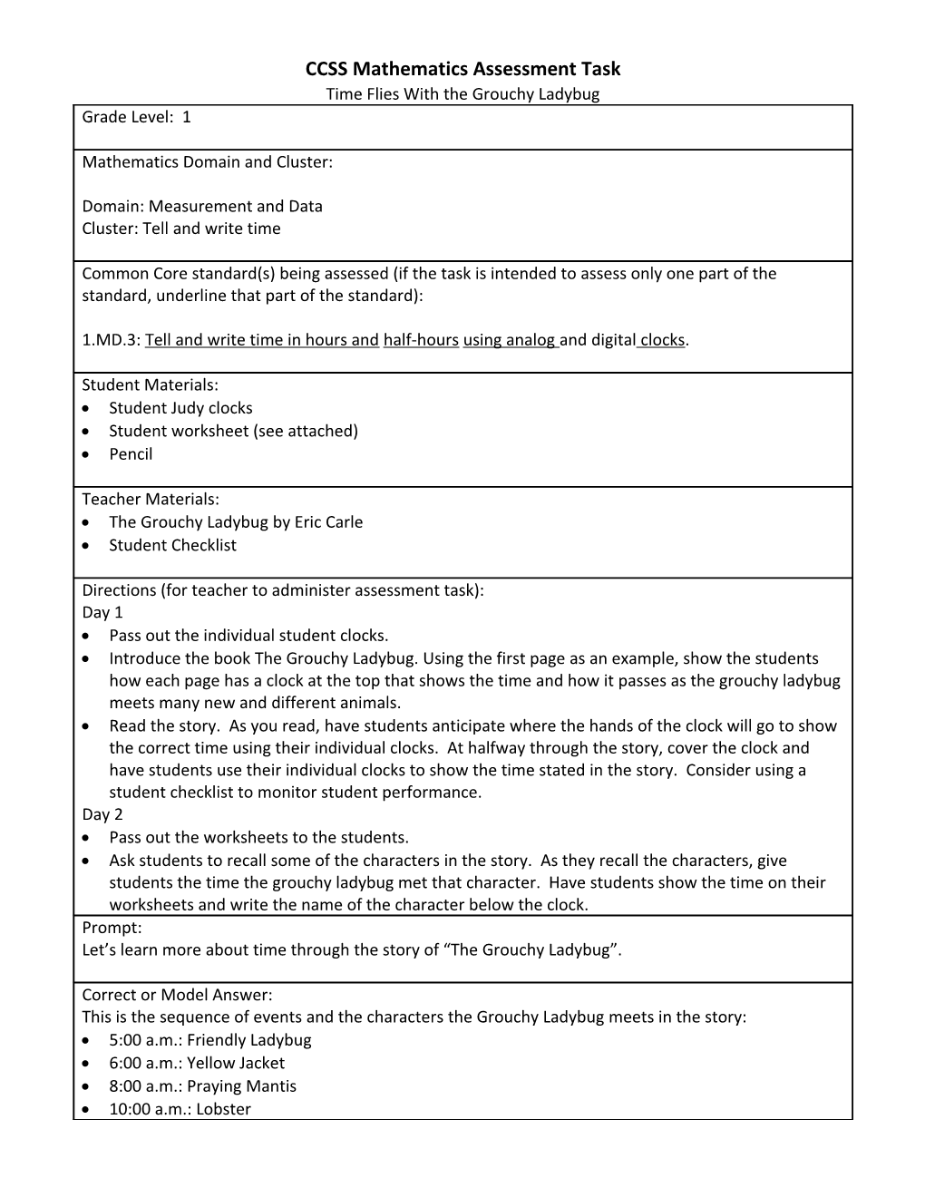 CCSS Mathematics Assessment Task s1