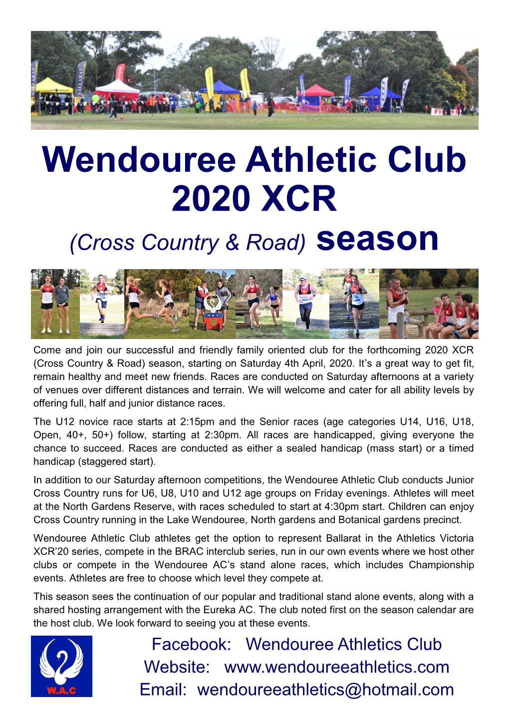 Wendouree Athletic Club 2020 XCR (Cross Country & Road) Season