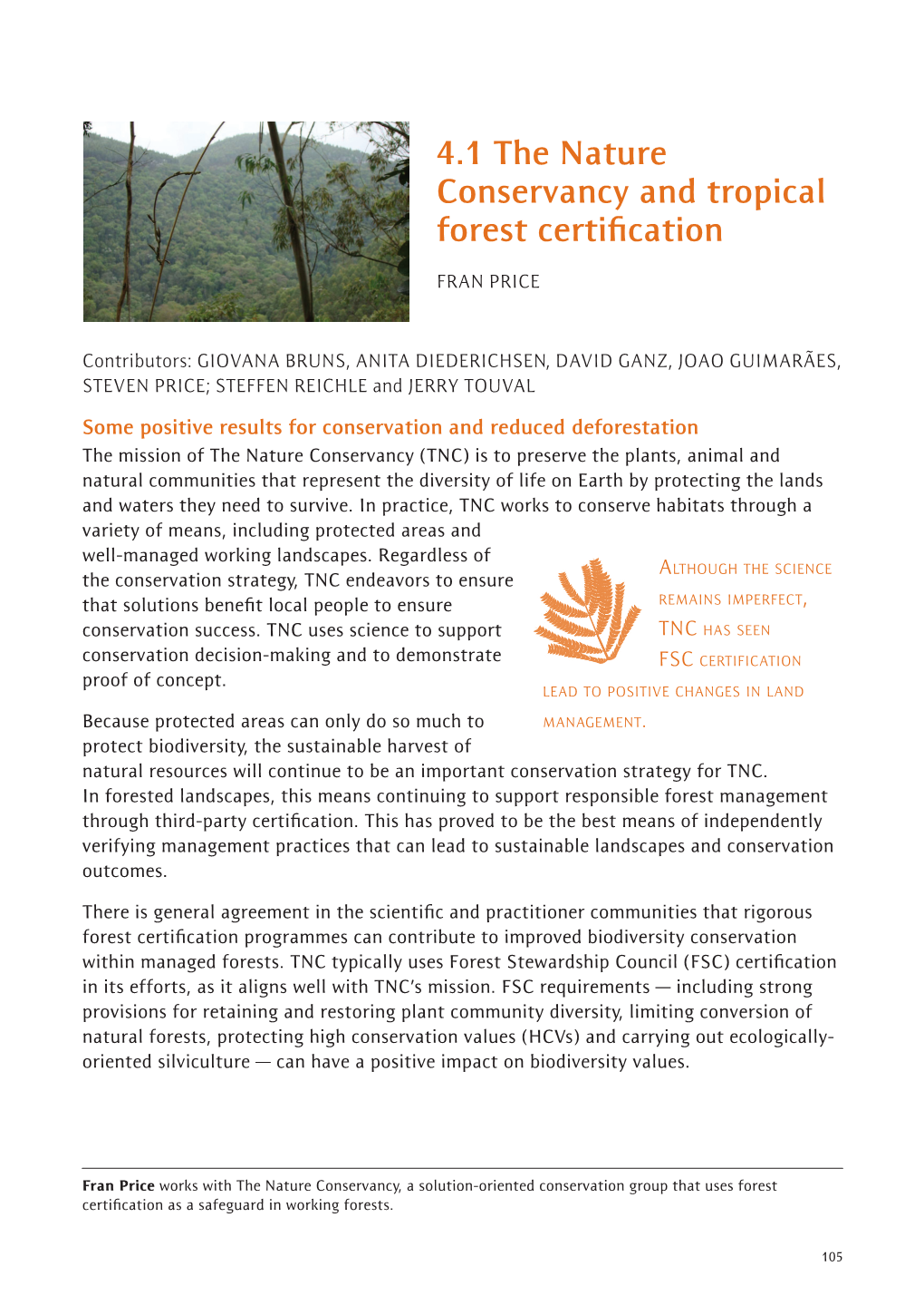 4.1 the Nature Conservancy and Tropical Forest Certification