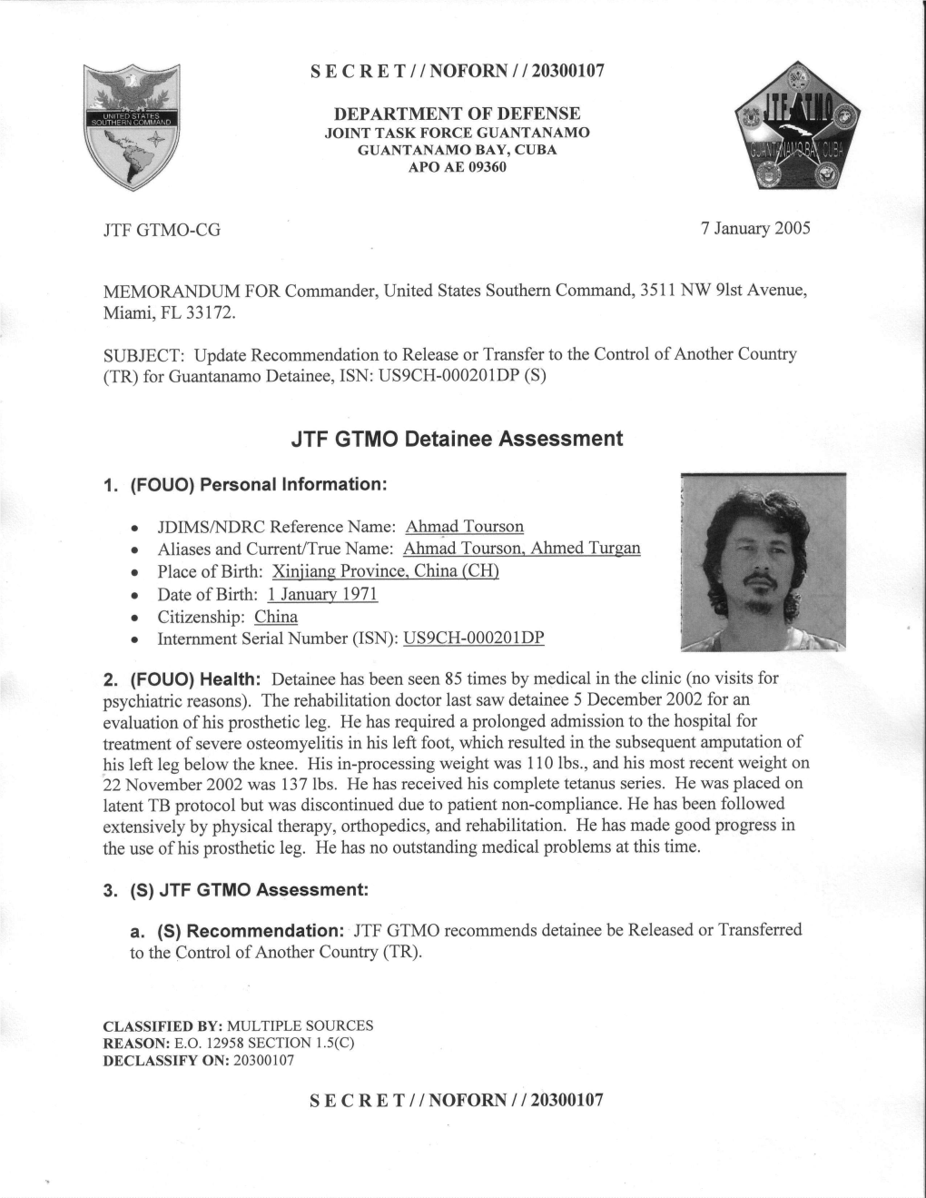 JTF GTMO Detainee Assessment