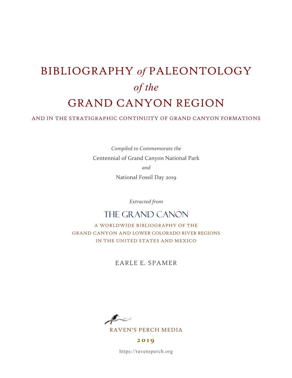 BIBLIOGRAPHY of PALEONTOLOGY GRAND CANYON REGION