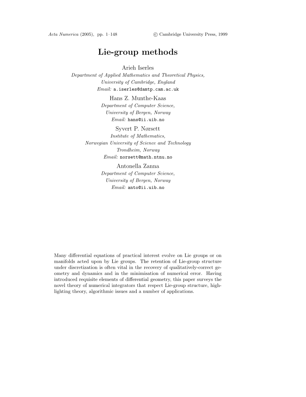 Lie-Group Methods