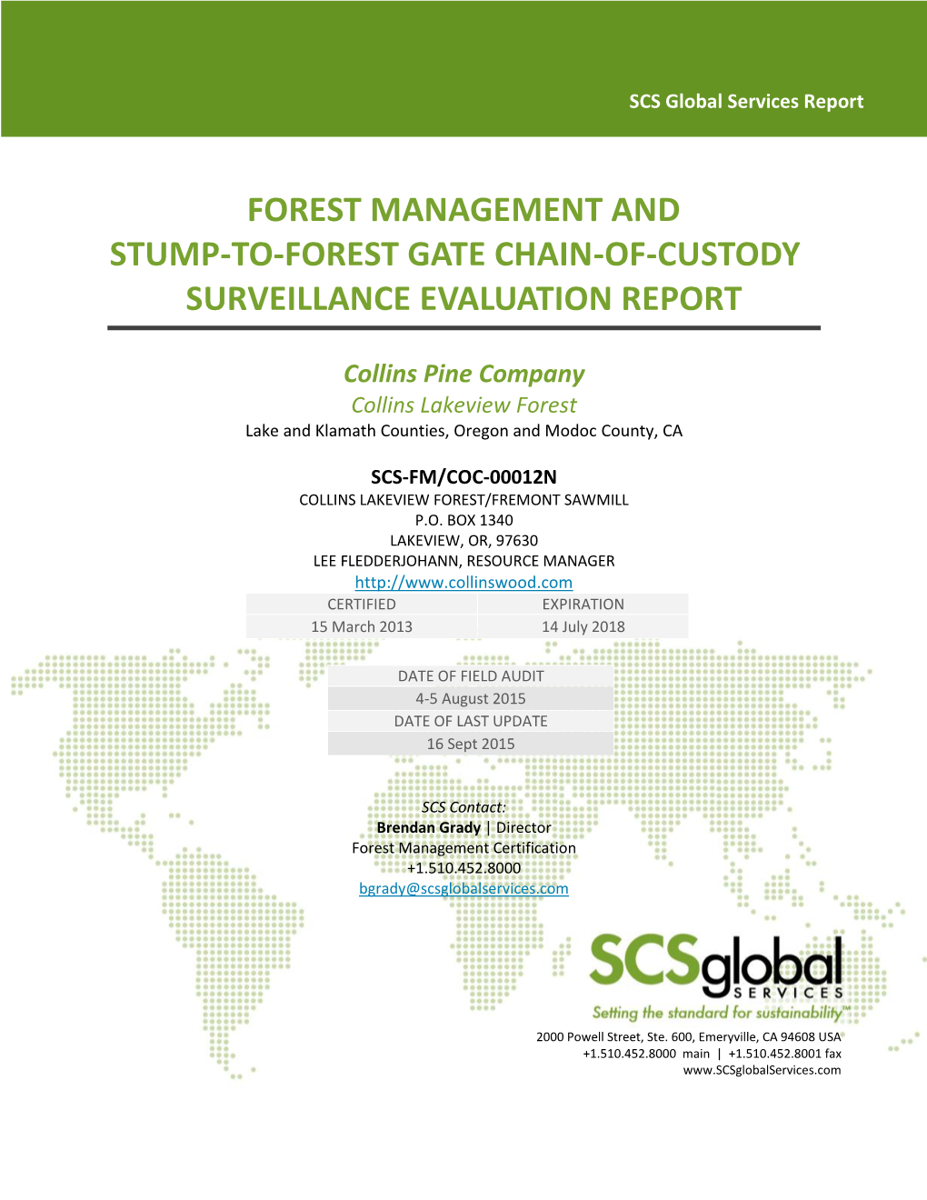 2013 FSC Certification Evaluation Report