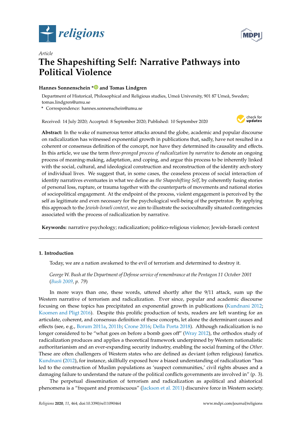 The Shapeshifting Self: Narrative Pathways Into Political Violence