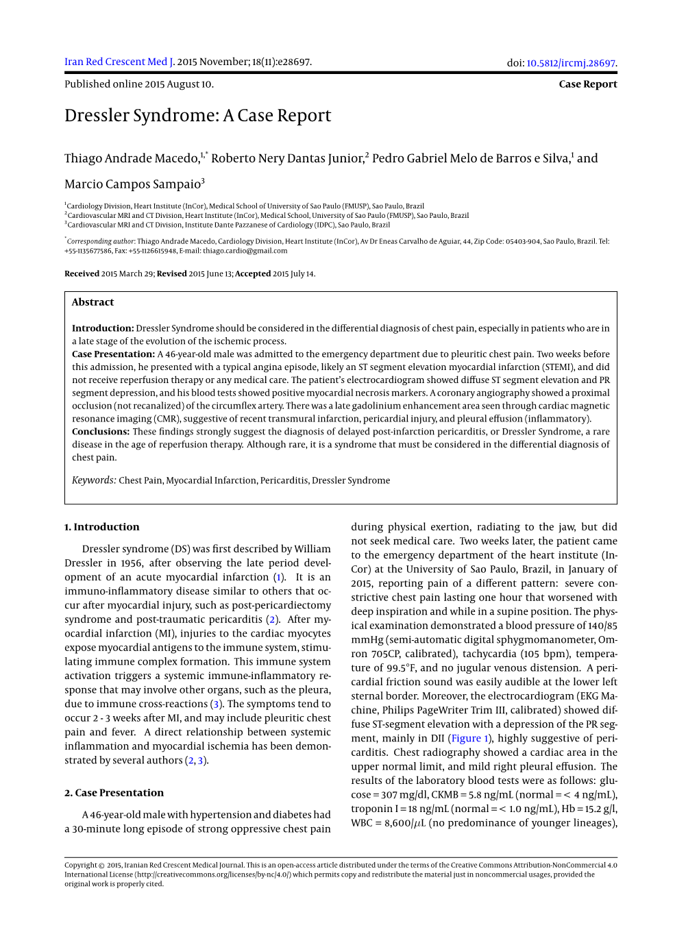 Dressler Syndrome: a Case Report