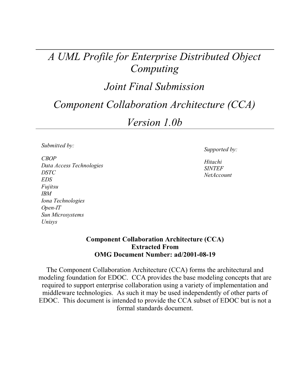 A UML Profile for Enterprise Distributed Object Computing