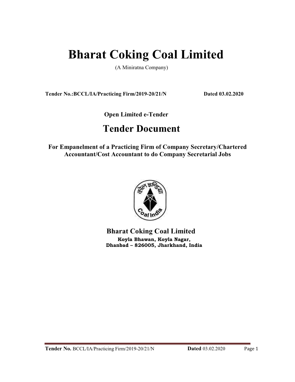 Bharat Coking Coal Limited (A Miniratna Company)