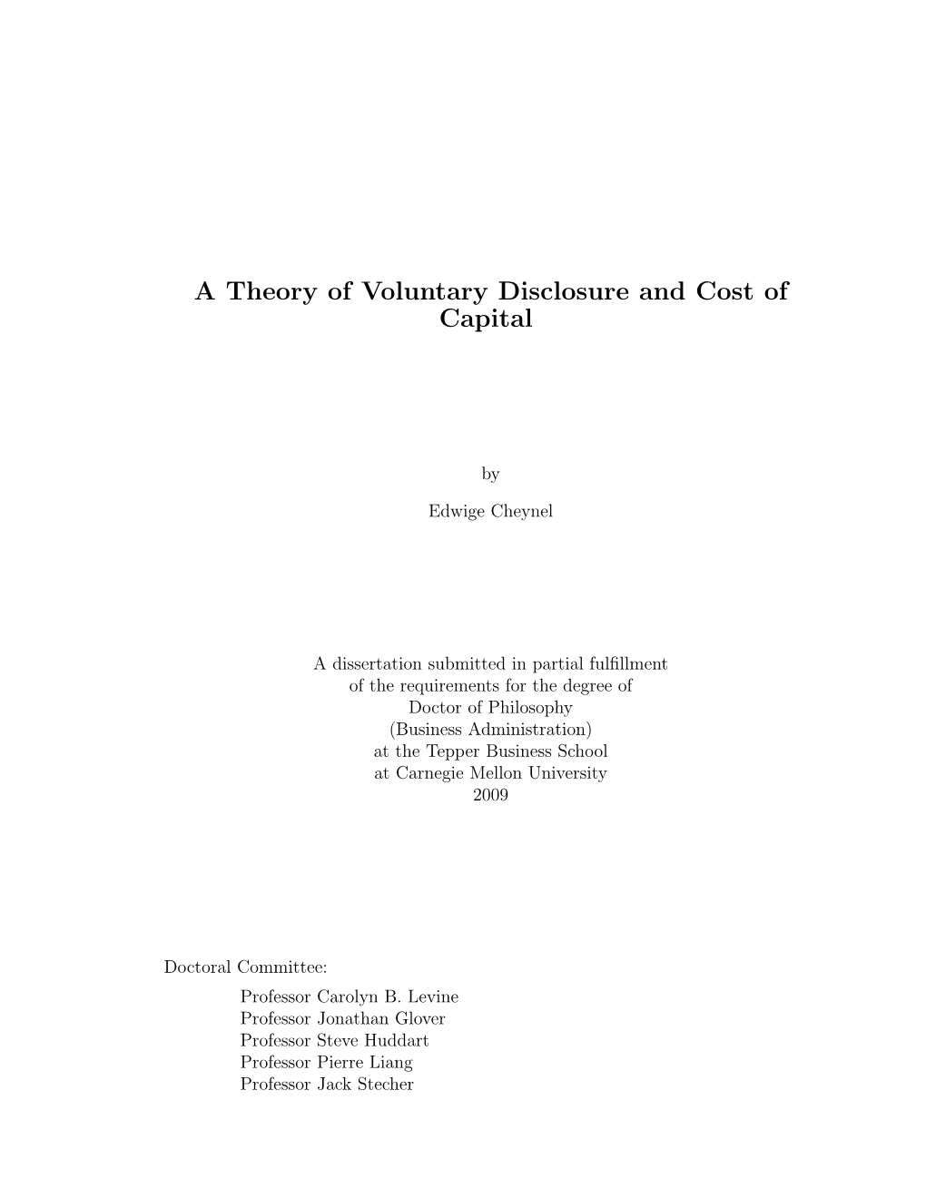 A Theory of Voluntary Disclosure and Cost of Capital