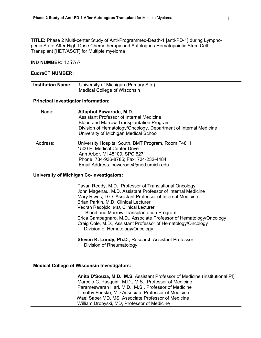 Anti-PD-1 After Autologous Transplant for Multiple Myeloma 1