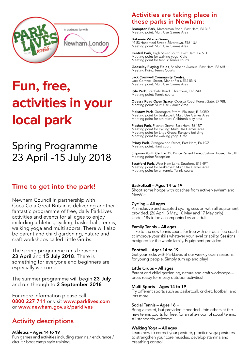 Fun, Free, Activities in Your Local Park