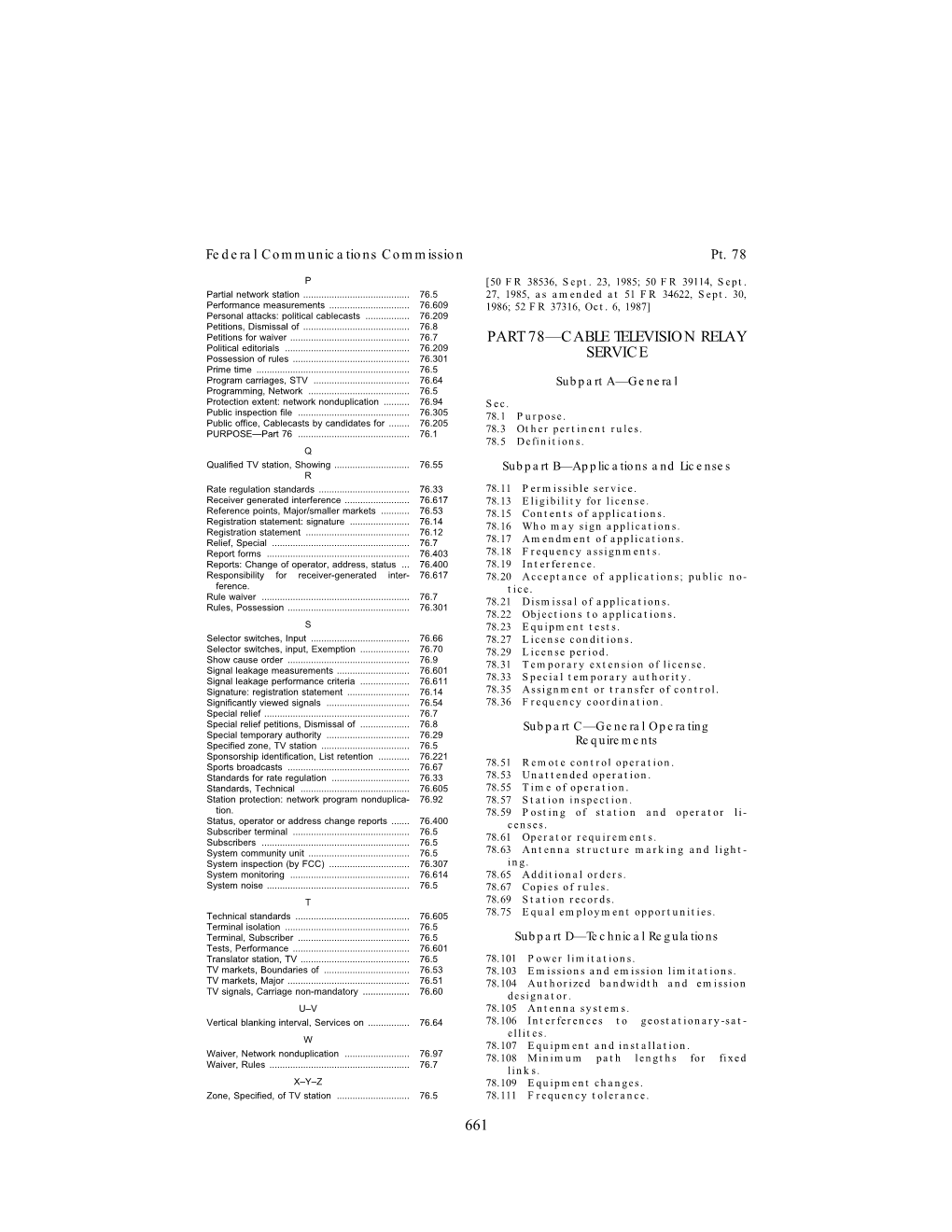 661 Part 78—Cable Television Relay Service