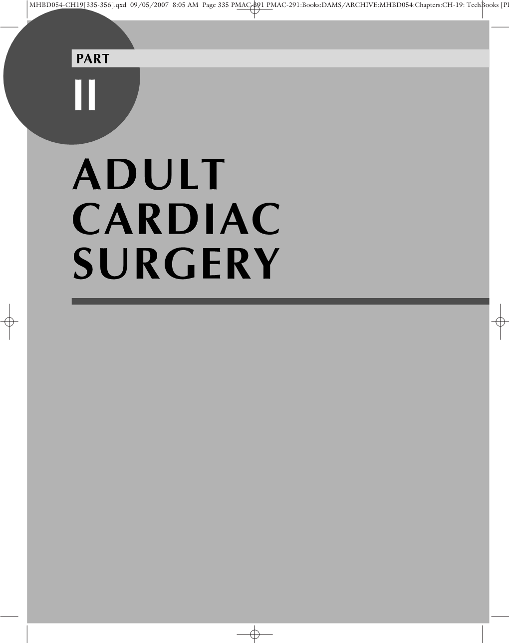 Adult Cardiac Surgery Ii