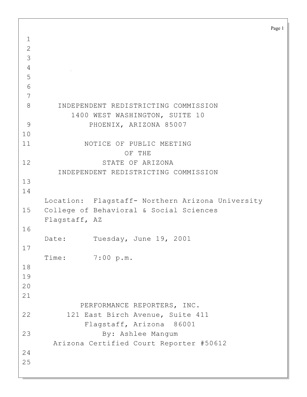 1 2 3 4 5 6 7 8 Independent Redistricting Commission