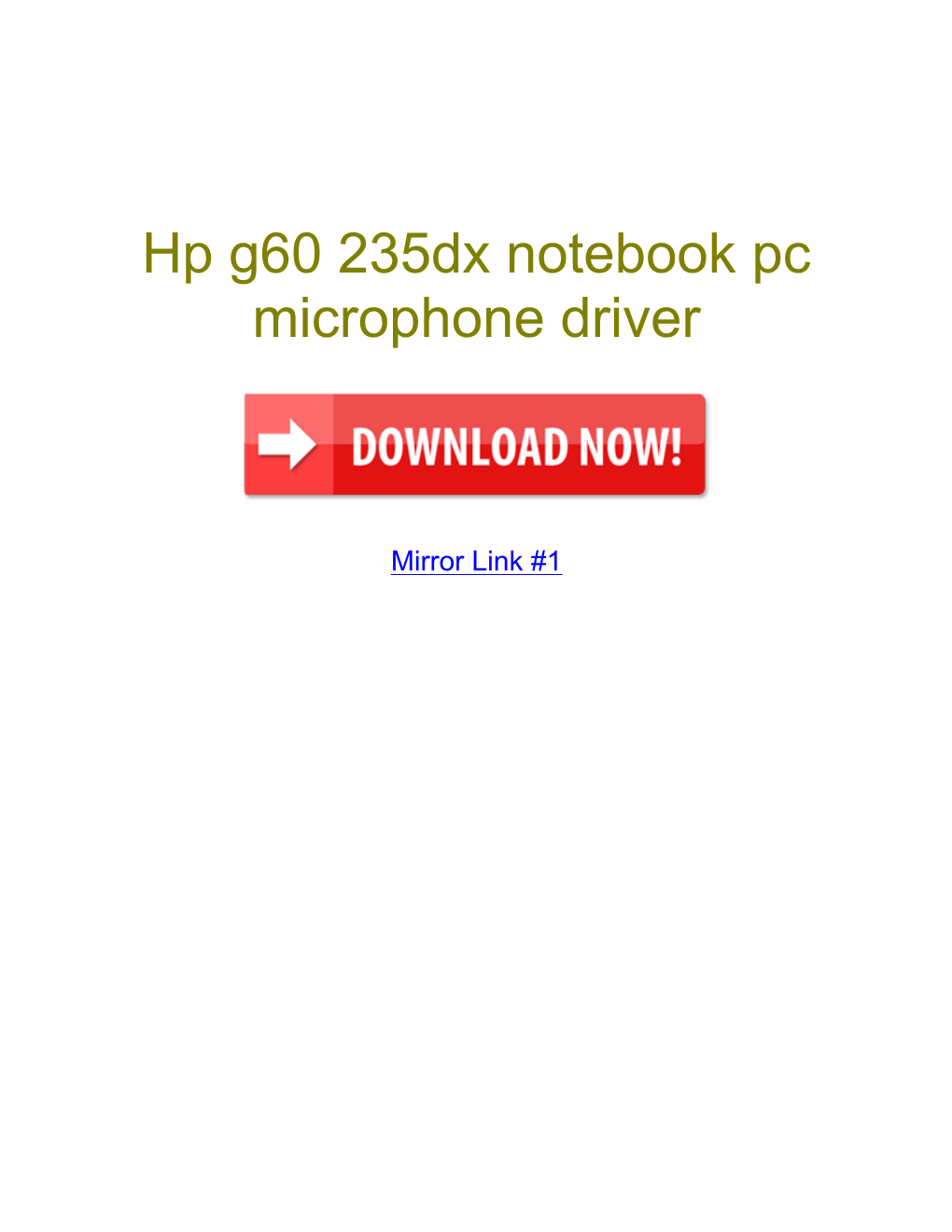 Hp G60 235Dx Notebook Pc Microphone Driver