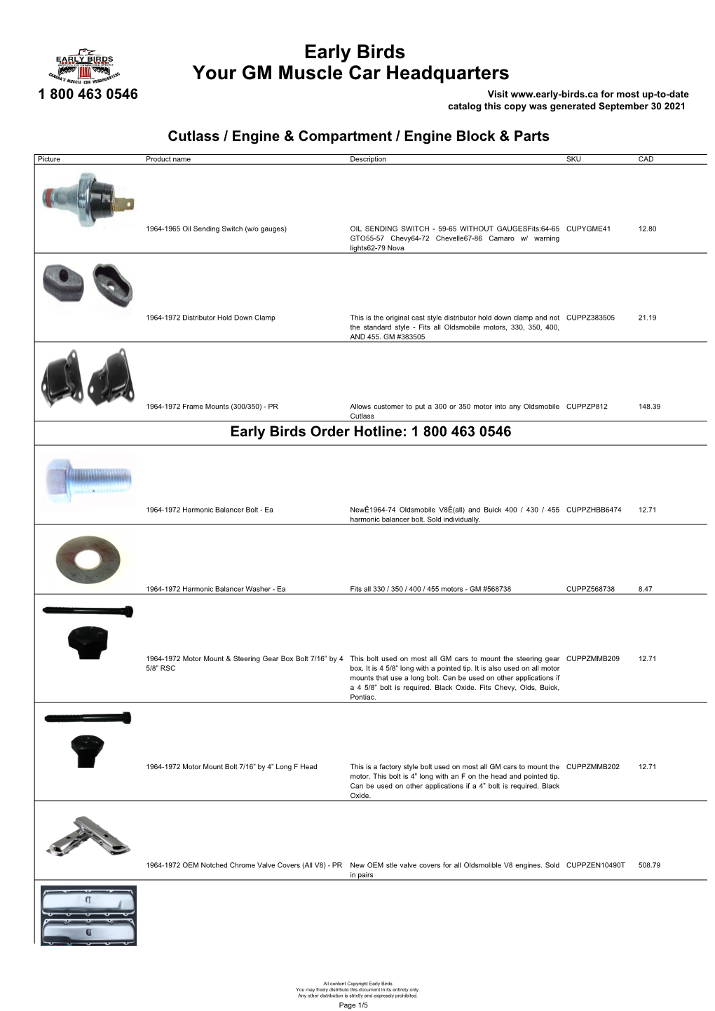 Download Cutlass Engine Block & Parts Catalog