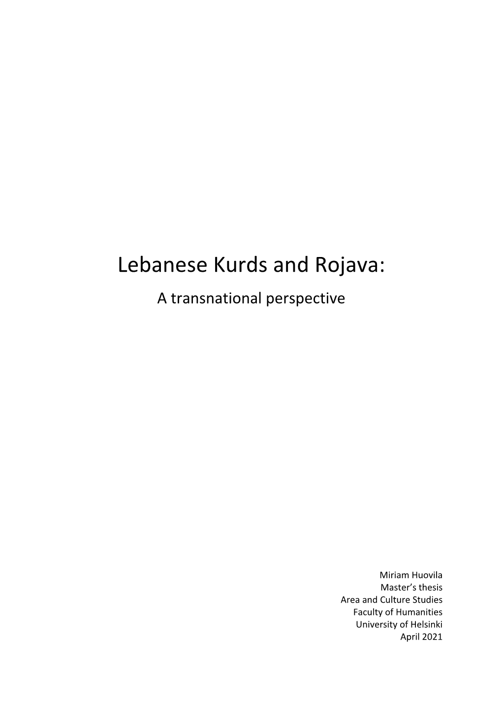 Lebanese Kurds and Rojava: a Transnational Perspective