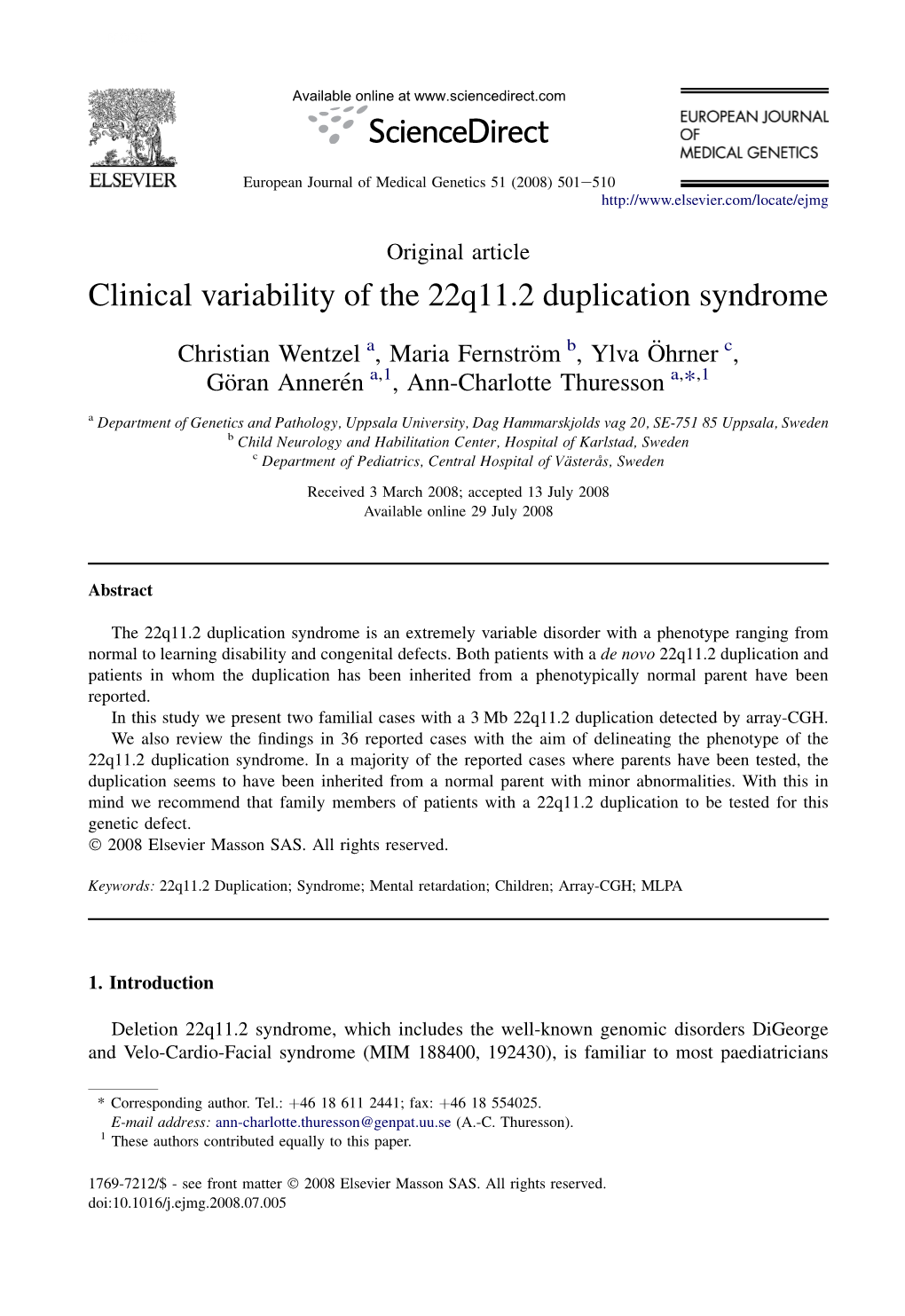 Clinical Variability of the 22Q11.2 Duplication Syndrome