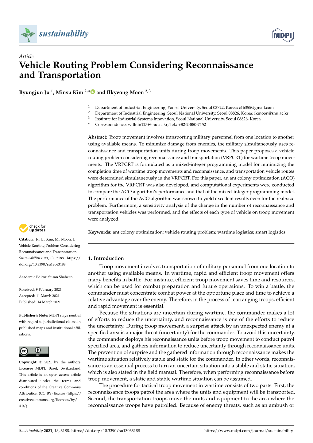 Vehicle Routing Problem Considering Reconnaissance and Transportation