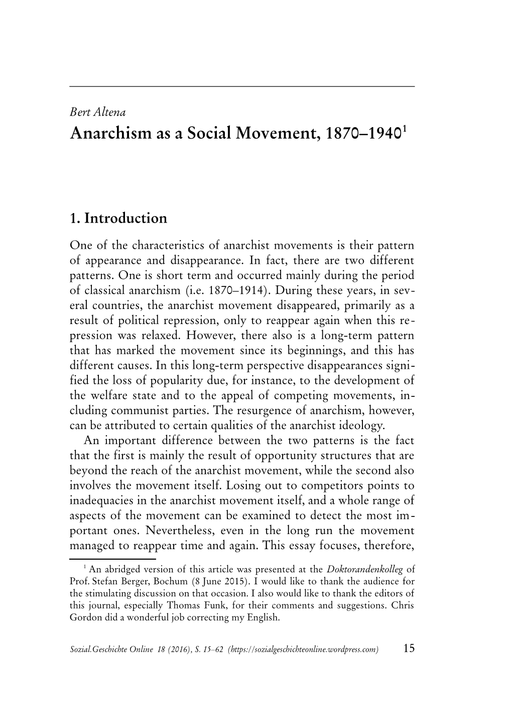 Anarchism As a Social Movement, 1870–19401