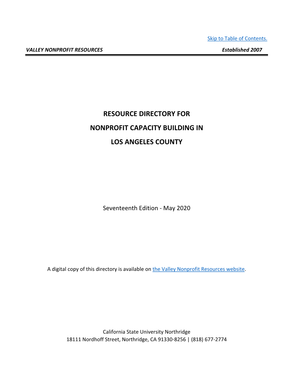 Resource Directory for Nonprofit Capacity Building in Los Angeles County
