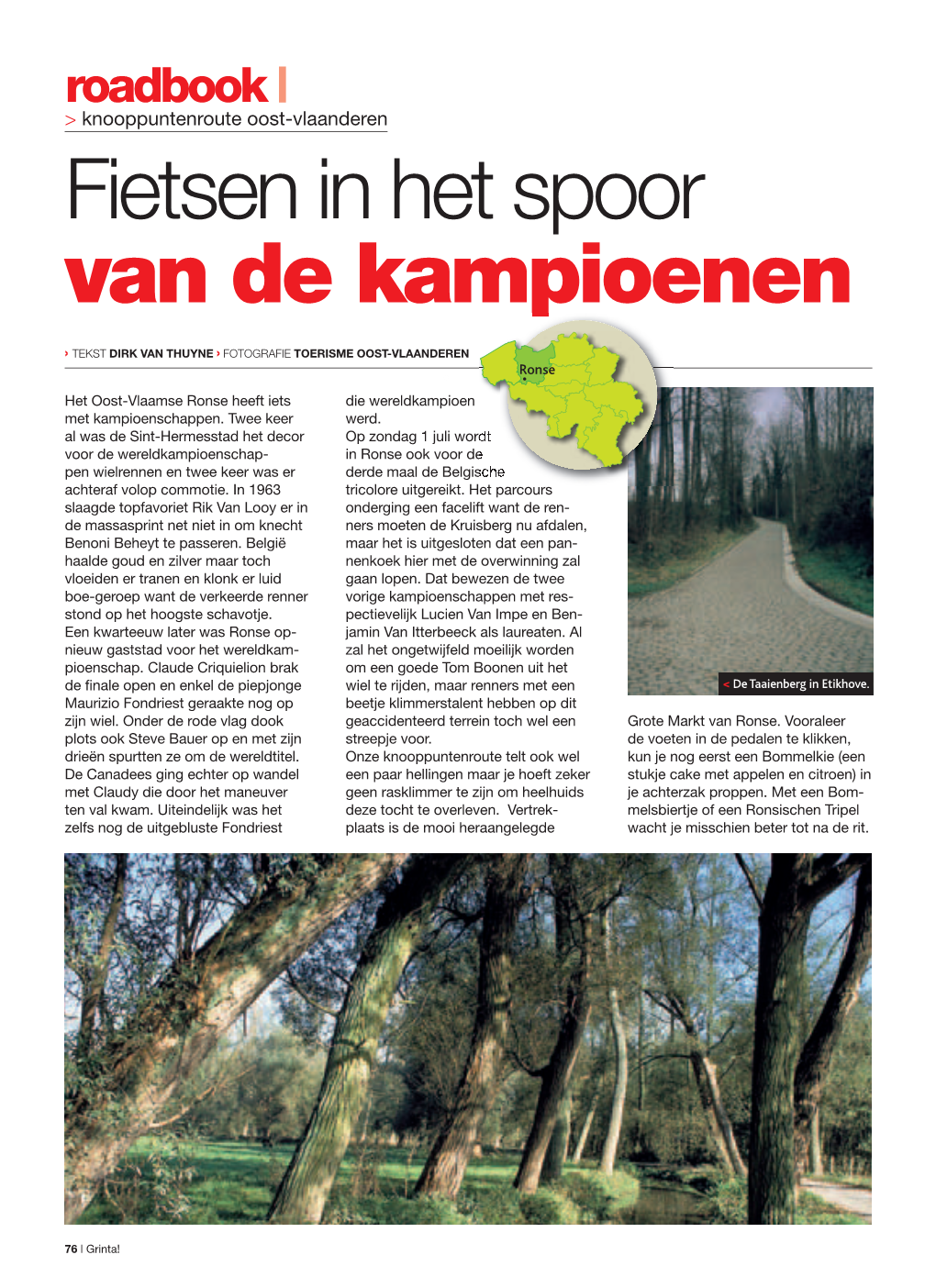 Roadbook | > Knooppuntenroute Oost-Vlaanderen Fietsen in Het Spoor Van De Kampioenen