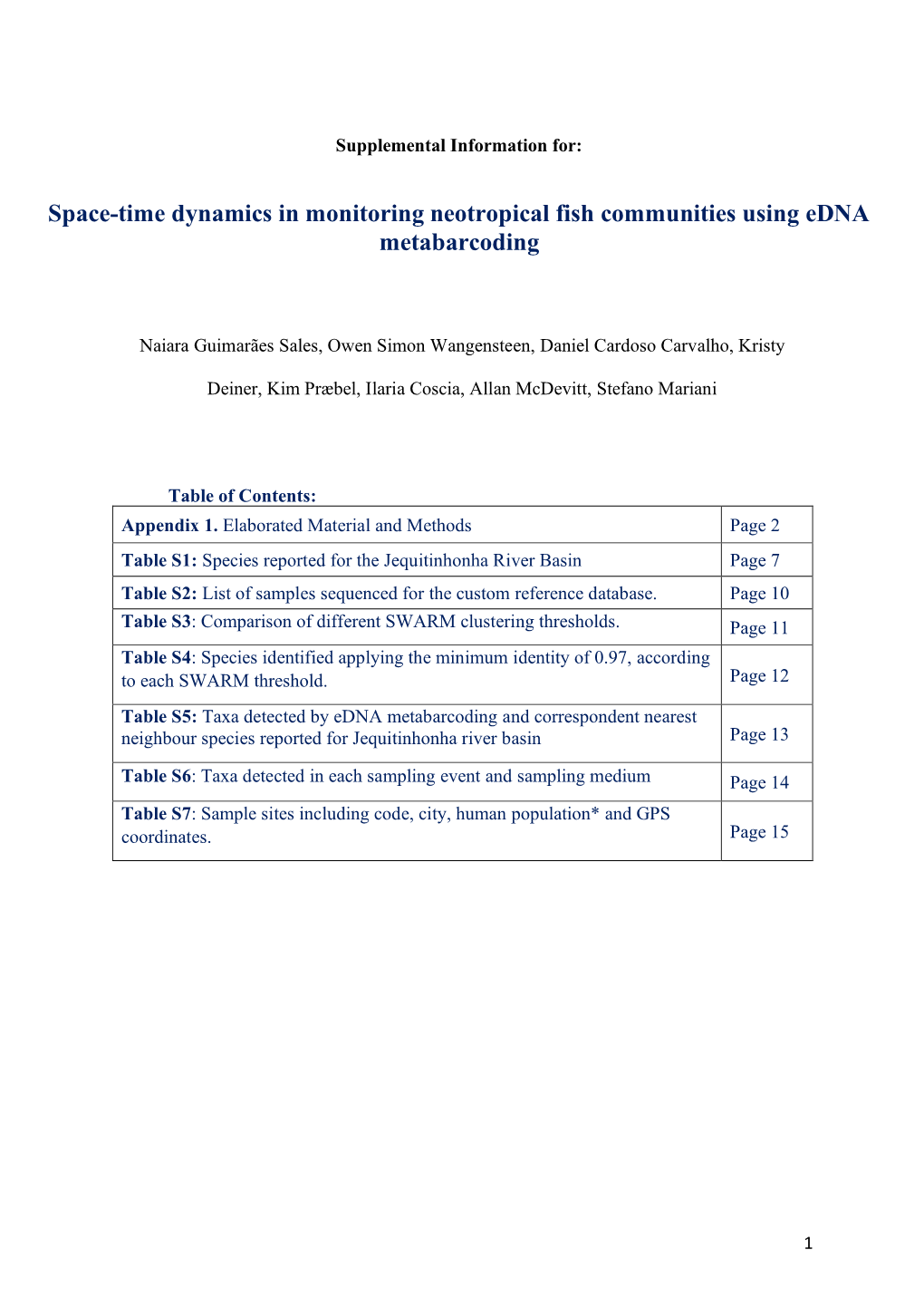 Space-Time Dynamics in Monitoring Neotropical Fish Communities Using Edna Metabarcoding