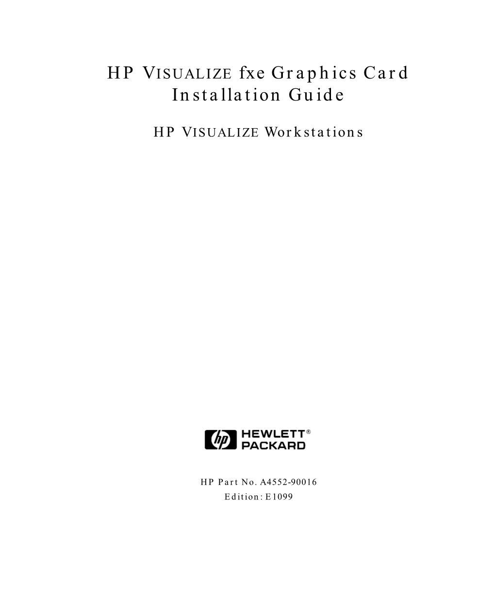 HP VISUALIZE Fxe Graphics Card Installation Guide