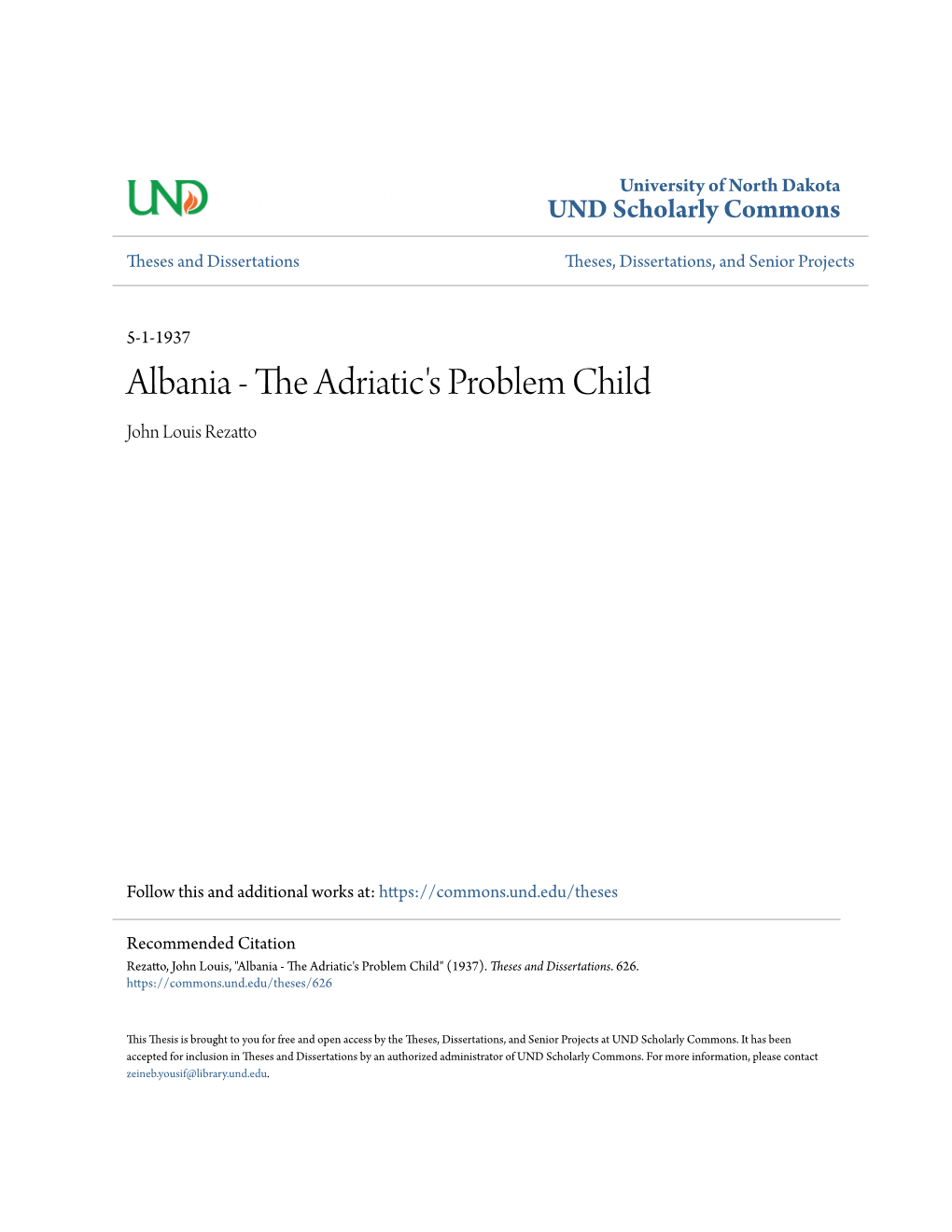 Albania - the Adriatic's Problem Child John Louis Rezatto