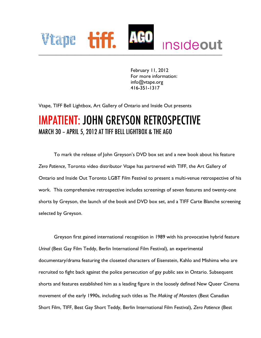 Greyson Retro Press Release 2-12-12